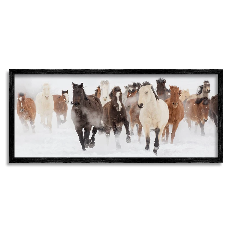 Stupell Industries Wild Horses Herd Foggy Winter Day Framed Giclee Art