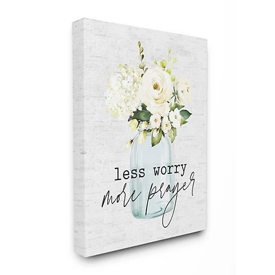 Stupell Industries Less Worry More Prayer Canvas Wall Art