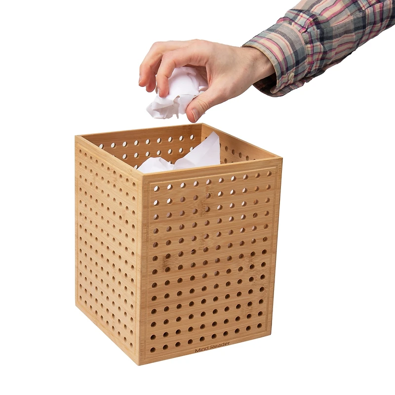 Mind Reader Lattice Bamboo Wastepaper Basket Set