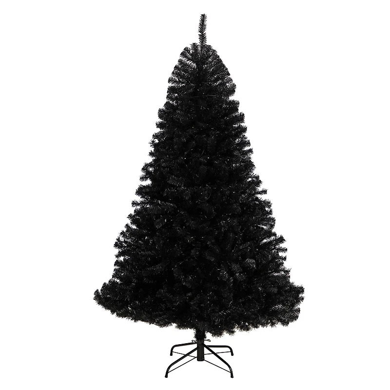 6ft. Pre-Lit Black Artificial Christmas Tree, Clear LED Lights