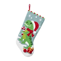 Glitzhome® 21"L Hooked Christmas Dinosaur Stocking