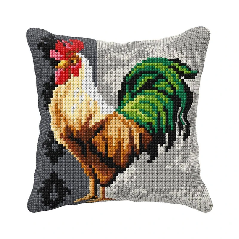 Orchidea Rooster Counted Cross Stitch Pillow Cover Kit