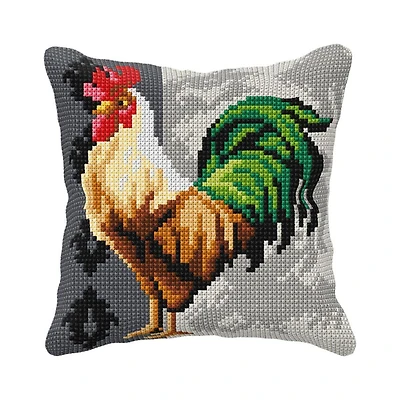 Orchidea Rooster Counted Cross Stitch Pillow Cover Kit