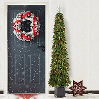 Glitzhome® 7ft Pre-lit Green Artificial Christmas Porch Tree, Warm White Lights