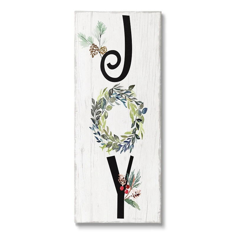 Stupell Industries Joy Seasonal Botanical Wreath Canvas Wall Art