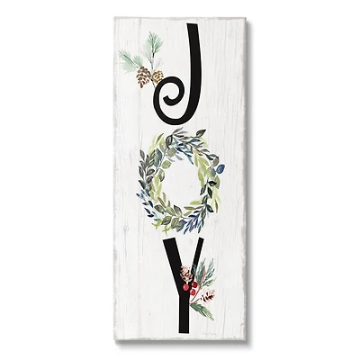 Stupell Industries Joy Seasonal Botanical Wreath Canvas Wall Art