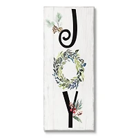 Stupell Industries Joy Seasonal Botanical Wreath Canvas Wall Art