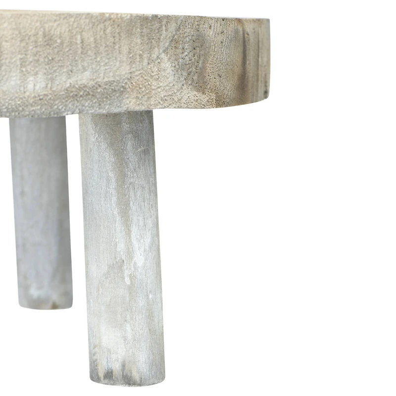 6" Paulownia Wood Gray Wash Pedestal