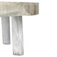 6" Paulownia Wood Gray Wash Pedestal