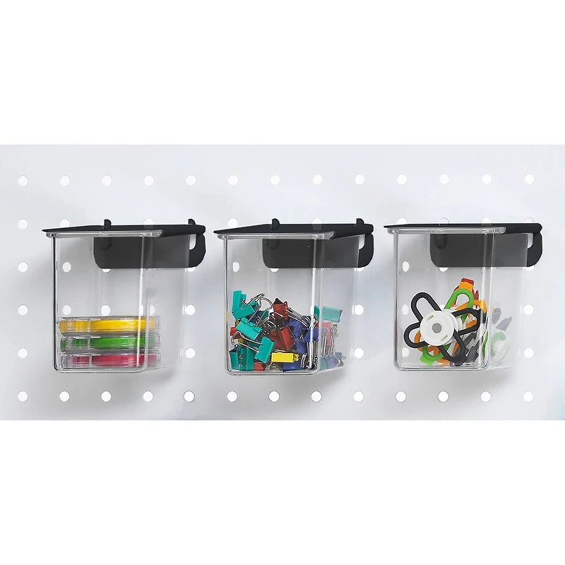 Pegboard Storage Bins with Black Lids, 3ct. by Simply Tidy™