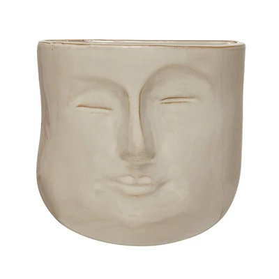 Hello Honey® 6.5" Reactive Glaze Stoneware Wall Planter with Face