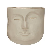 Hello Honey® 6.5" Reactive Glaze Stoneware Wall Planter with Face