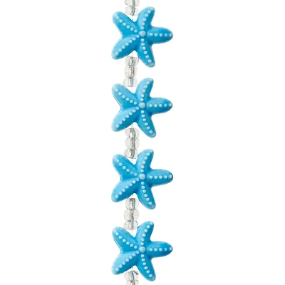 12 Packs: 9 ct. (108 total) Turquoise Starfish Ceramic Beads, 18mm by Bead Landing™