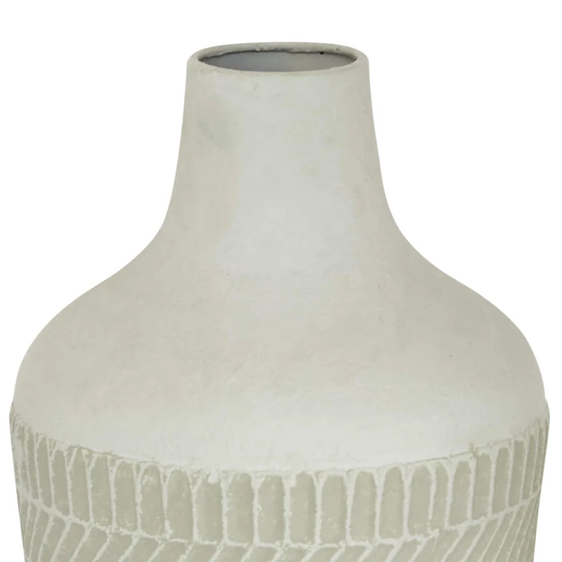 White Metal Contemporary Style Vase, 13" x 8" x 8"