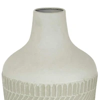 White Metal Contemporary Style Vase, 13" x 8" x 8"