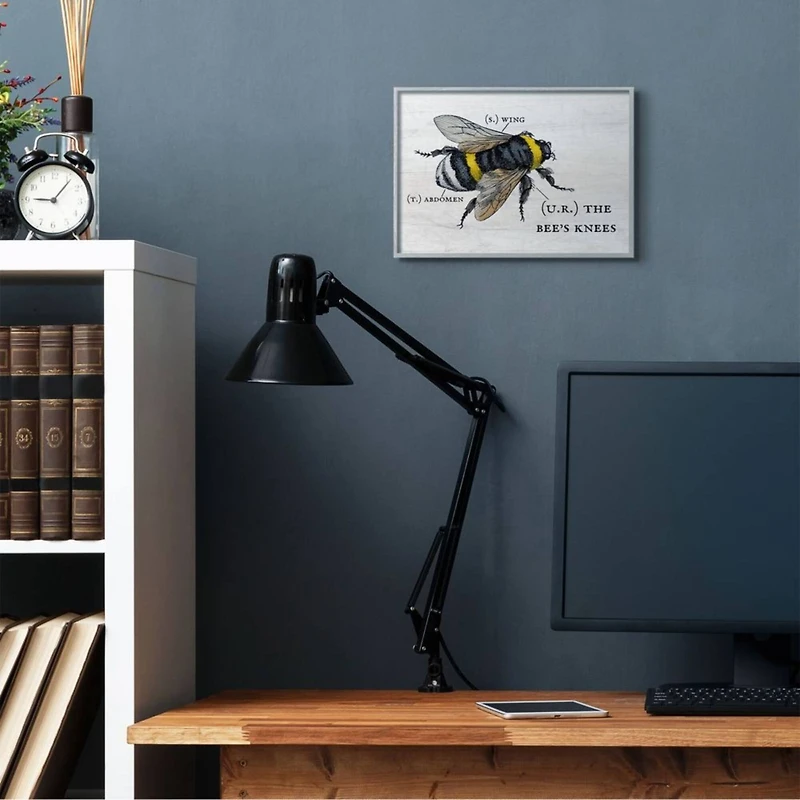 Stupell Industries Anatomy of Honey Bee Pun Gray Framed Wall Art