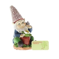 7" Gardening Gnome Solar Statue