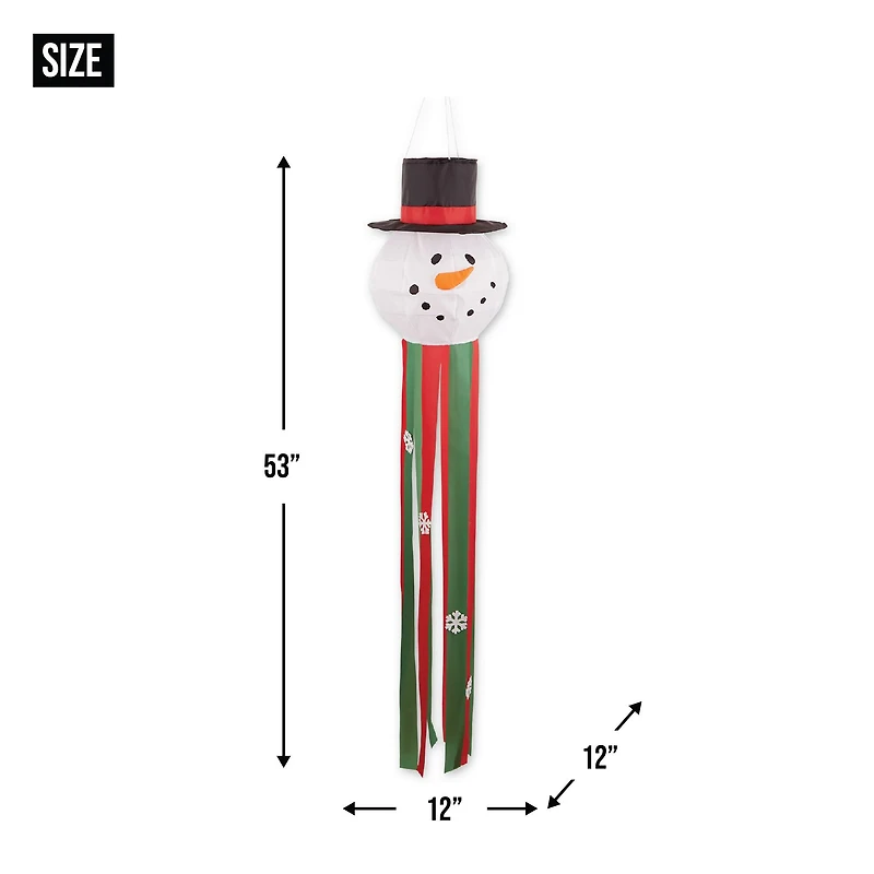 53" Red, Green & White Snowman Windsock