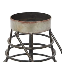 Silver Iron Farmhouse Candle Holder Lantern, 14" x 8" x 8"
