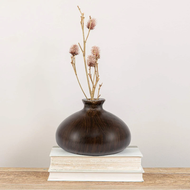 Hello Honey® 5" Espresso Finish Decorative Paulownia Wood Vase