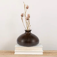 Hello Honey® 5" Espresso Finish Decorative Paulownia Wood Vase