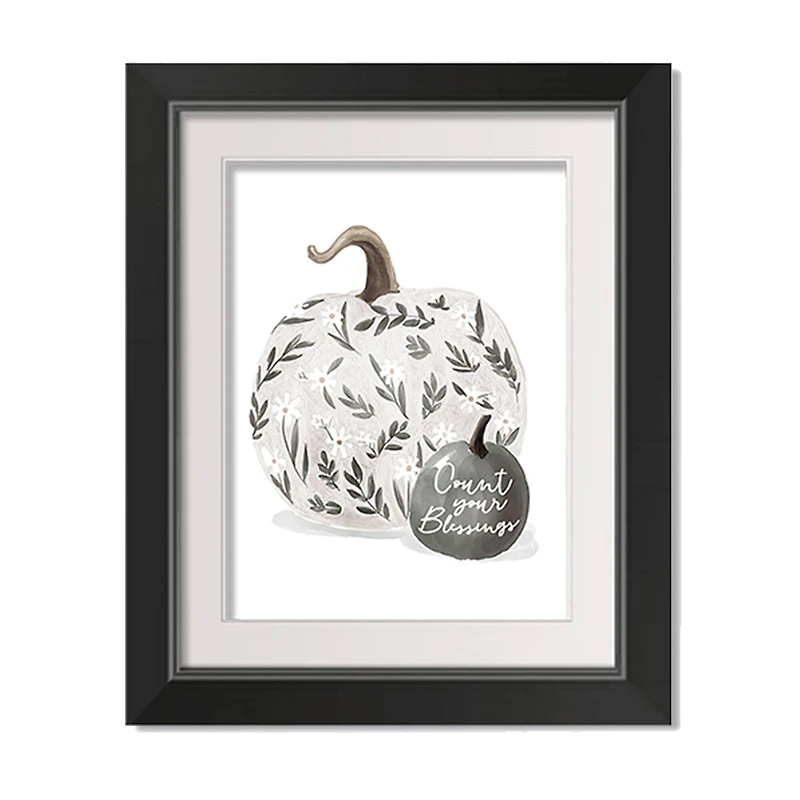 White Pumpkin Black Framed Print Wall Art
