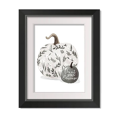 White Pumpkin Black Framed Print Wall Art