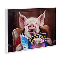 Stupell Industries Funny Pig Magazine Man Cave Wall Plaque Art