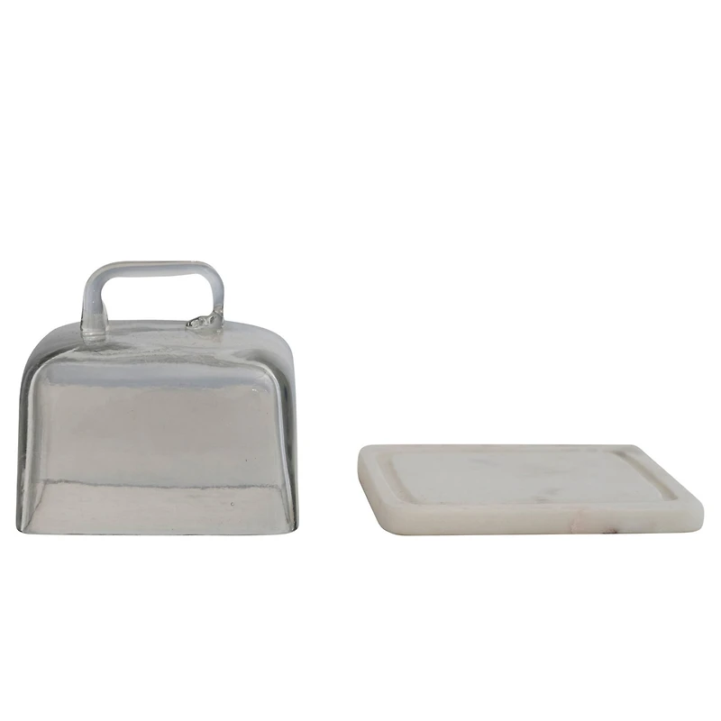 Hello Honey® Glass Cloche with White Marble Base