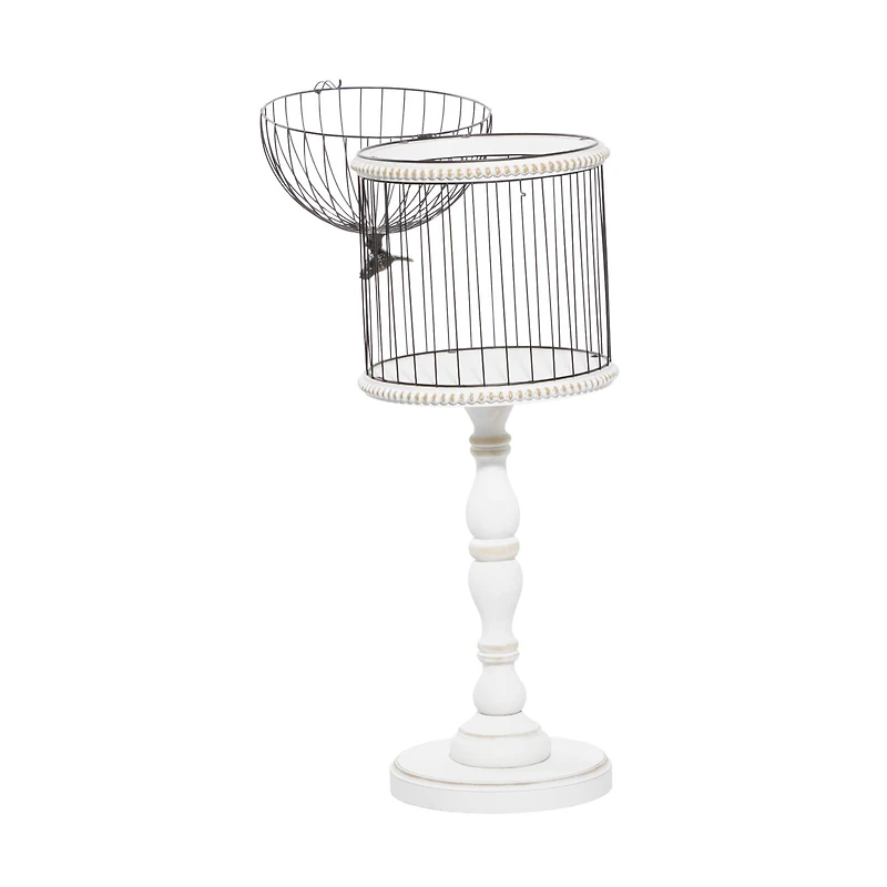 White Wood Farmhouse Birdcage, 44" x 14" x 14"