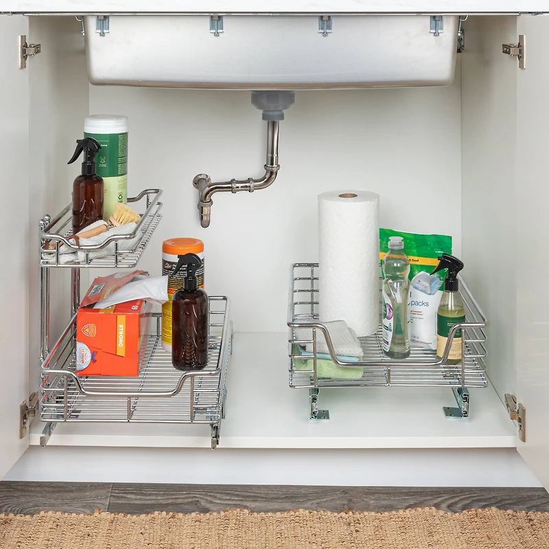 Household Essentials Glidez Chrome 2-Tier Cabinet Organizer