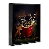 Stupell Industries Fun Raccoon Trio Reading Book Framed Giclee Art