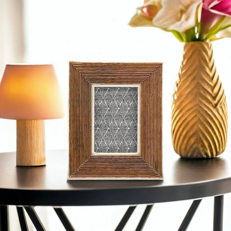 Hello Honey® Hand-Carved Mango Wood 3" x 4" Tabletop Frame with Bone Border