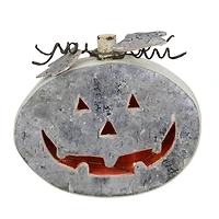 9.25" Gray LED Jack-O-Lantern Halloween Table Top Decoration