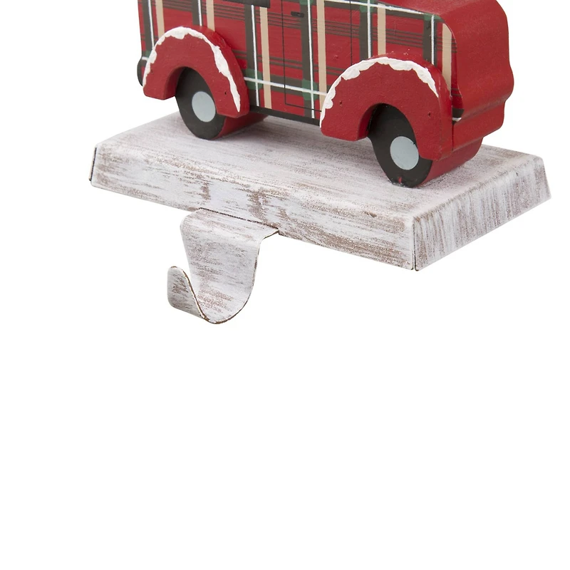 Glitzhome® Wooden & Metal Red Car & Truck Stocking Holder Set