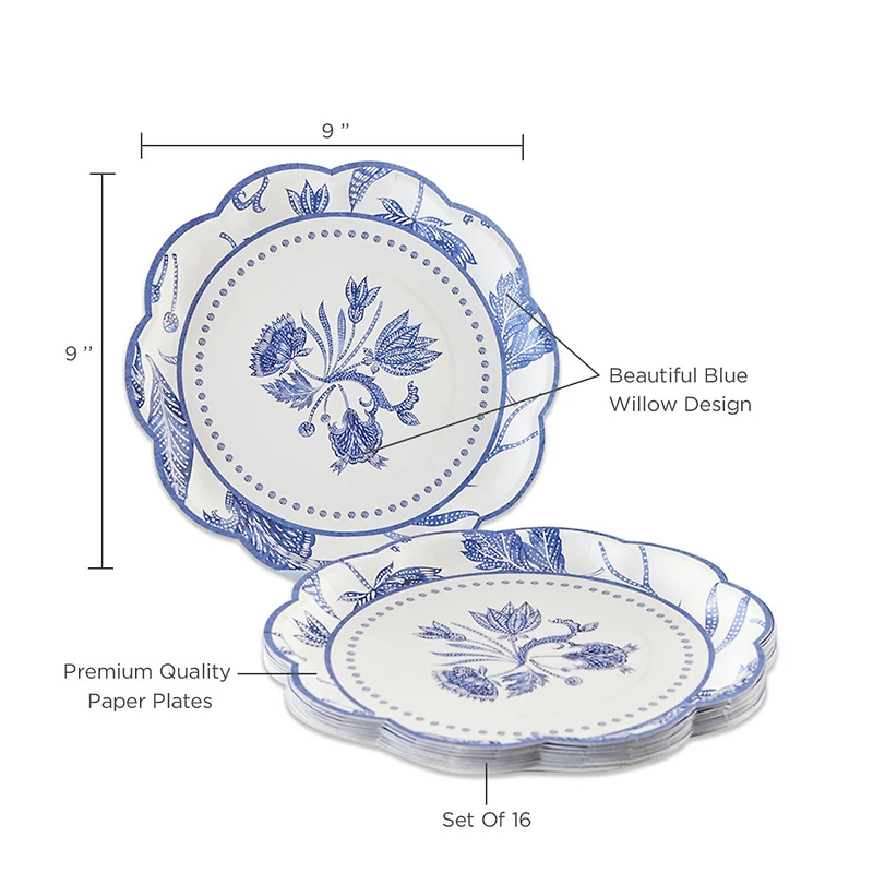 Kate Aspen® 9" Blue Willow Premium Paper Plates, 32ct.