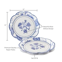 Kate Aspen® 9" Blue Willow Premium Paper Plates, 32ct.
