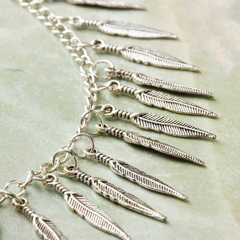 12 Pack:  Silver Plated Feather Charms, 25mm by Bead Landing™