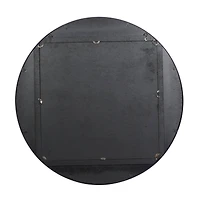32" Brown Wood Industrial Round Wall Mirror