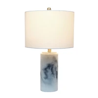 Lalia Home 24.5" White Marbleized Table Lamp with White Fabric Shade