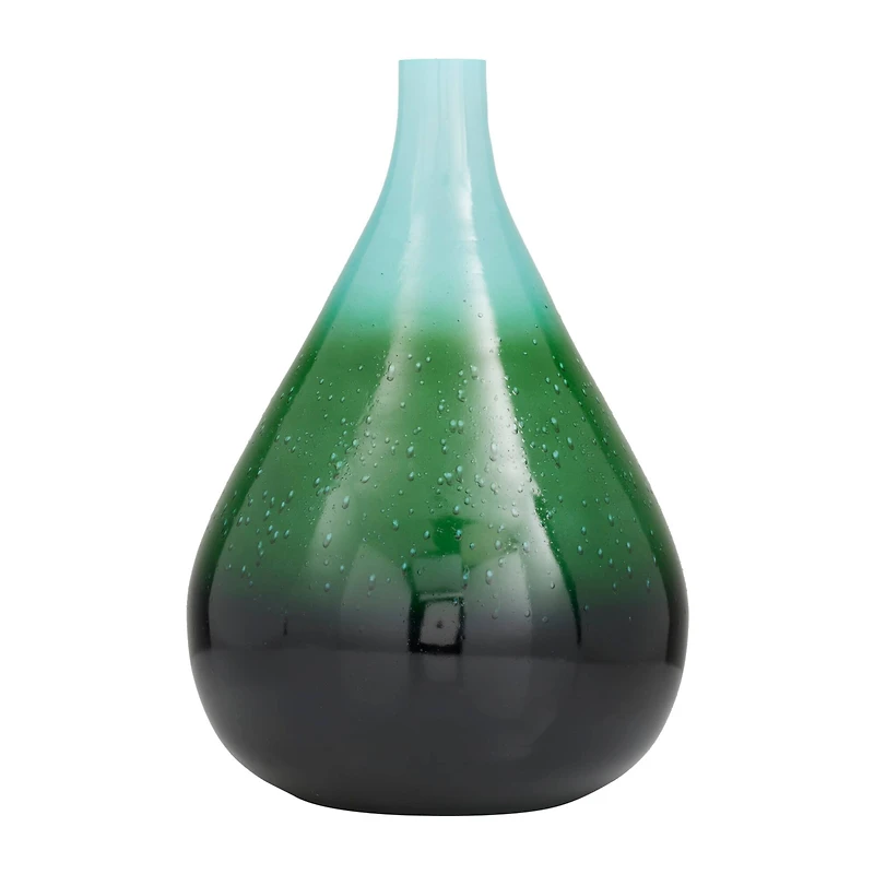 18" Green Glass Modern Vase