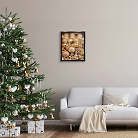 Stupell Industries Gleaming Christmas Ornaments Bells Framed Floater Canvas Wall Art