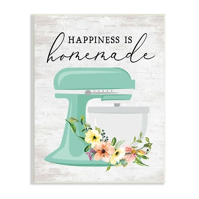 Stupell Industries Happiness is Homemade Phrase Floral Kitchen Stand Mixer Wall Plaque