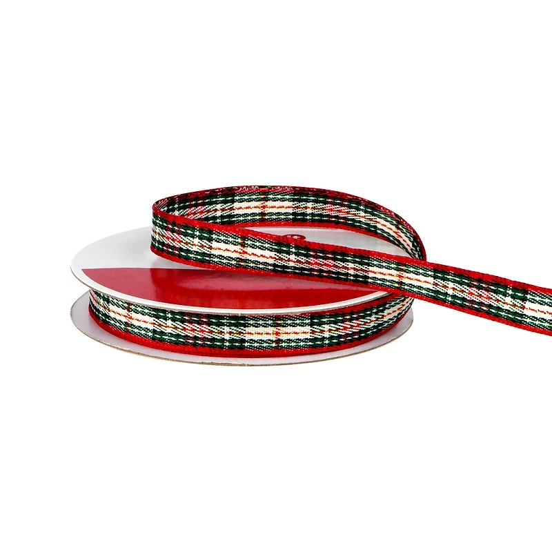 3/8" x 12ft. Green Plaid Ribbon by Celebrate It® Christmas
