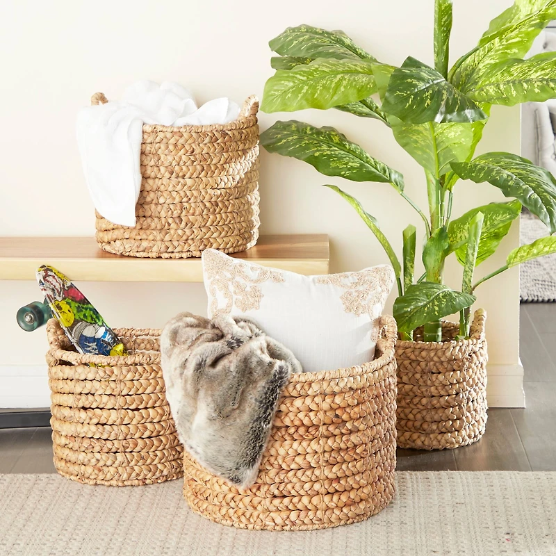 Brown Seagrass Coastal Storage Basket Set
