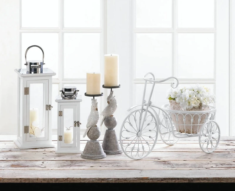 14" White Bicycle Planter