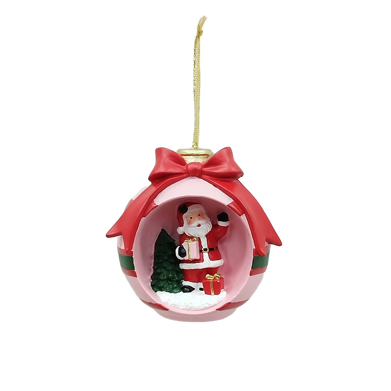 4" Hello Santa with Pink Bow Ornament by Ashland®