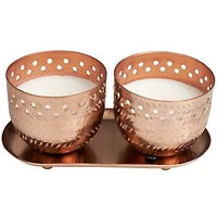 7oz. Tropical Breeze Scented Candles in Cut Out Copper Bowls and Tray