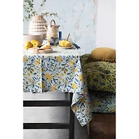 Hello Honey® Chartreuse & Blue Floral Pattern Cotton Pillow with Yarn-Wrapped Tassels