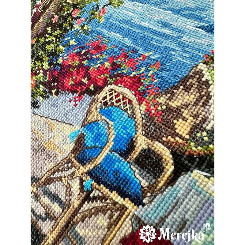 Merejka Santorini View from Terrace Counted Cross Stitch Kit
